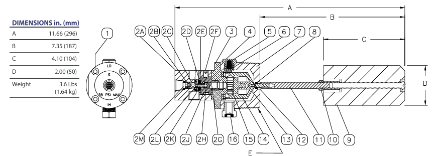 L80 THREADED PNEUMATIC LEVEL SWITCH